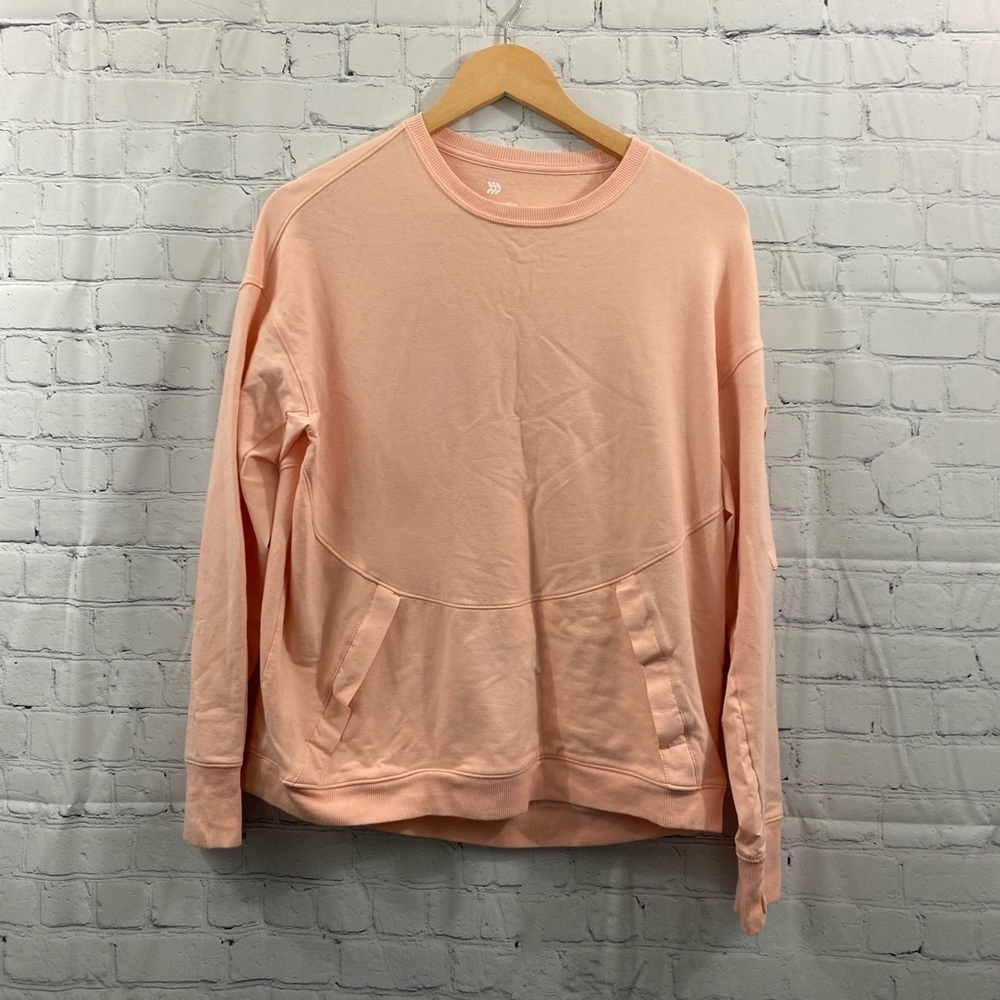 All in Motion Womens Size Medium Peach Color Activewear Sweatshirt Top Pockets